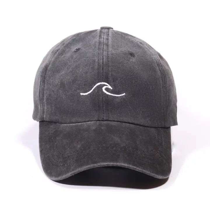 Béisbol bordado con un patrón de ondas simple, gorra versátil para parejas y estudiantes. - 1