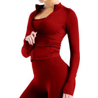 1 top de yoga para mujer con cremallera dinámica sin costuras, color sólido, ajustado, traje de fitness suave para mujer, top de yoga, gimnasio, correr, traje de ciclismo - details 0