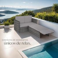 Sofá de Jardín con Taburete Conjunto Resistente a la Intemperie de Acero Muebles Exteriores - details 15