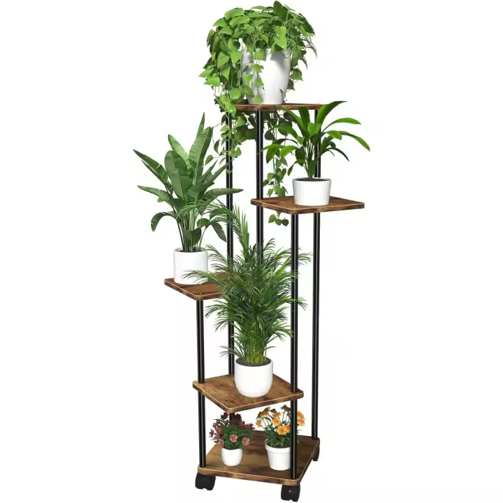 Para De 5 Niveles, Soporte Interior Con Ruedas Desmontables, De Varios Niveles Acuado Para Balcón, Jardín, Interior y Exterior - 1