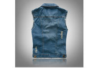 Chaleco de Denim de Algodón para Hombres Primavera-Verano Moda Callejera Retro con Tirantes, Sin Mangas, Tejido de Máquina - details 3