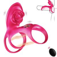 Embalaje privado Sexy Rose Ring Sleeve G Spot Estimulador del clítoris Eyaculación retardada Erección Vibrador Productos para adultos - details 2