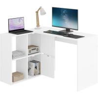 Doble Tablero con Estantería 6 Compartimentos Mesa PC Ornador para Estudio Oficina Dormitorio Blanco - details 7