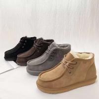 Nuevas botas de nieve con cordones para hombre de lana de cuero genuino cálidas y antideslizantes - details 0