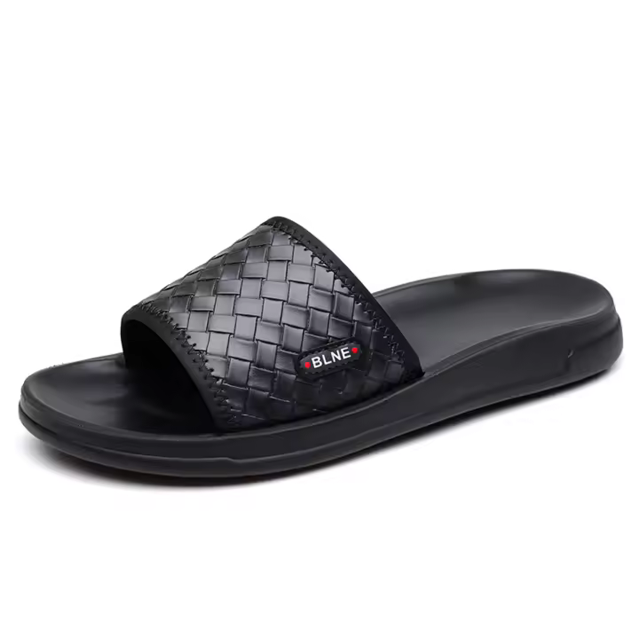 Zapatillas de los hombres de verano nueva moda tejido patrón zapatos de playa luz de lujo suela suave de una palabra de arrastre exterior desgaste personalizado tendencia sandalias - 1