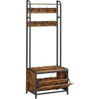 Perchero Zapatero Industrial Estante Superior con 9 Ganchos Estilo Rústico Marrón y Negro - details 8