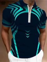 Polo de verano con cremallera para hombre, camiseta de manga corta con cuello con patrón de rayas, camisa de golf holgada informal, camisa Haruku - details 11
