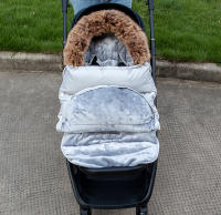Bolsa para cochecito para clima frío, saco impermeable para cochecito de niño pequeño que se adapta a la mayoría de los cochecitos, gris, longitud 92 cm - details 2