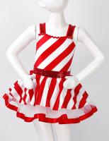 Traje de baile de Navidad para niñas, vestido tutú de ballet con bastón de caramelo a rayas, leotardo gimnástico para patinaje artístico, ropa de baile para fiestas navideñas - details 14