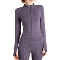 Chaqueta de entrenamiento ligera con cremallera completa para mujer, ropa deportiva ajustada para Yoga, manga larga, sin peso, protección UV - details 7