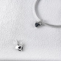 Colgante con cuentas de plata de ley 925, cuentas de mariposa y corazón negro, pulsera Original para fabricación de joyas, regalo del Día de San Valentín - details 1