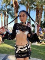 Top corto de ganchillo de manga larga para mujer, ropa de calle de punto con malla ahuecada, Y2k, 2025 - details 15