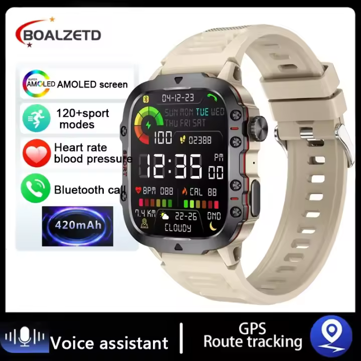 Reloj inteligente deportivo para hombre, pulsera resistente al agua de 3ATM, con Bluetooth, llamadas, control del ritmo cardíaco, para exteriores, Android e IOS, novedad de 2024 - 1