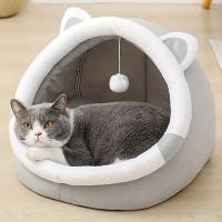 Acogedora cama de cueva de gato de dibujos animados, mantiene a tu gatito caliente y cómodo en esta linda casa de mascotas. - details 2