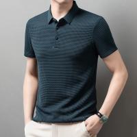 polos hombre manga corta ropa hombre día del padre Nuevos hombres de negocios Casual manga corta hueso flor color sólido POLO camisa moda transpirable cómodo verano versátil top - details 20