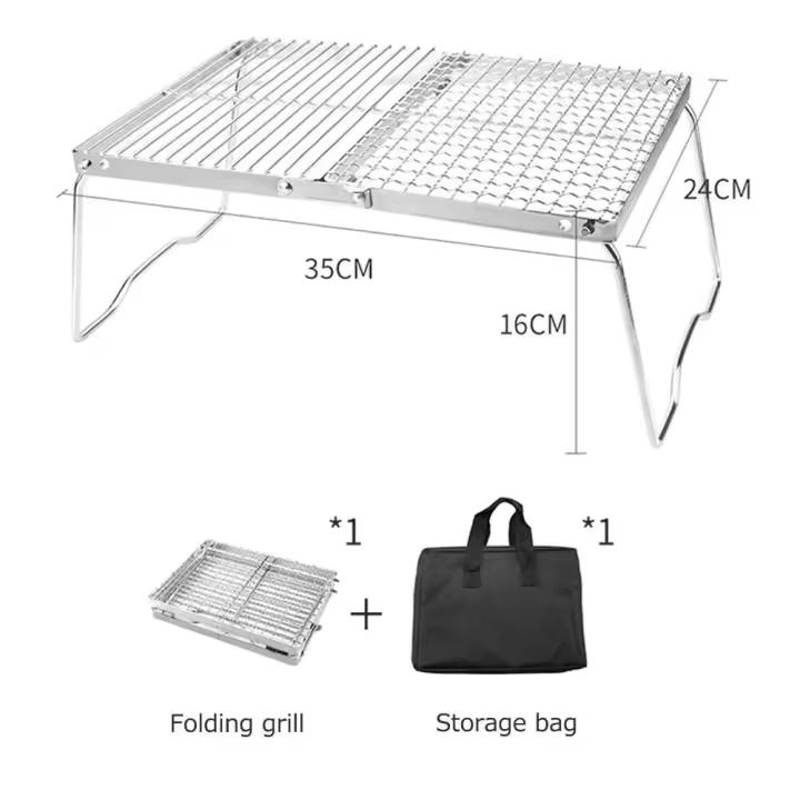 Soporte de gas portátil para olla de acero inoxidable, soporte plegable para estufa de camping con bolsa para sombrilla al aire libre - 1