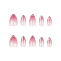 Uñas postizas rosas con purpurina brillante, aplicación, uñas fáciles de quitar, uso diario y fiestas - details 0