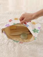 Bolsa De Maquillaje Multifuncional De Corduroy Con Patrón Floral Y Cierre De Cremallera Ligera Y Portátil Para Almacenamiento De Cosméticos - details 3