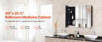 SucceBuy Botiquín, 25.5 x 40 pulgadas, para baño con espejo, gabinete de pared con marco de aluminio, estantes ajustables de 4 capas - details 0