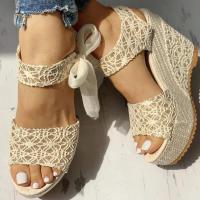 Zapatos de tacón con cuñas de encaje para mujer, ocio - details 4