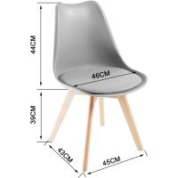 Silla Comedor escandinava, Silla Oficina Retro, Asiento Acolchado Haya Maciza (Gris, Lote 4) - details 4