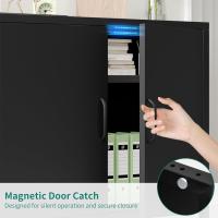 Armario de Metal con 2 Puertas y 1 Estante Ajustable Diseño de Escritorio para Oficina en Casa, Dormitorio, Baño, Sala de Estar Negro - details 5