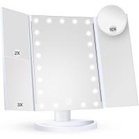 Scttomon Espejo de Maquillaje con Luces 2X 3X 10X Ampliación, Control Táctil, Espejo Tríptico - details 0