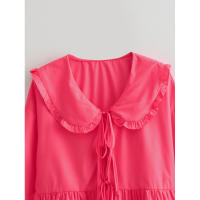 BUNO-Blusa de manga larga con lazo frontal para mujer, Top blanco elegante, camisas informales de verano, 2025 - details 5