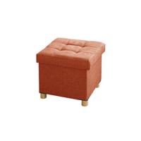 Taburete Plegable Cuadrado de Almacenamiento Baúl Tapizado de Esponja, Patas de Madera Maciza, 38 x 38 x 38 cm, Naranja - details 7