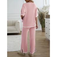 Ropa de mujer de moda 2025 primavera y verano temperamento casual de manga corta conjunto de pantalones de punto - details 14