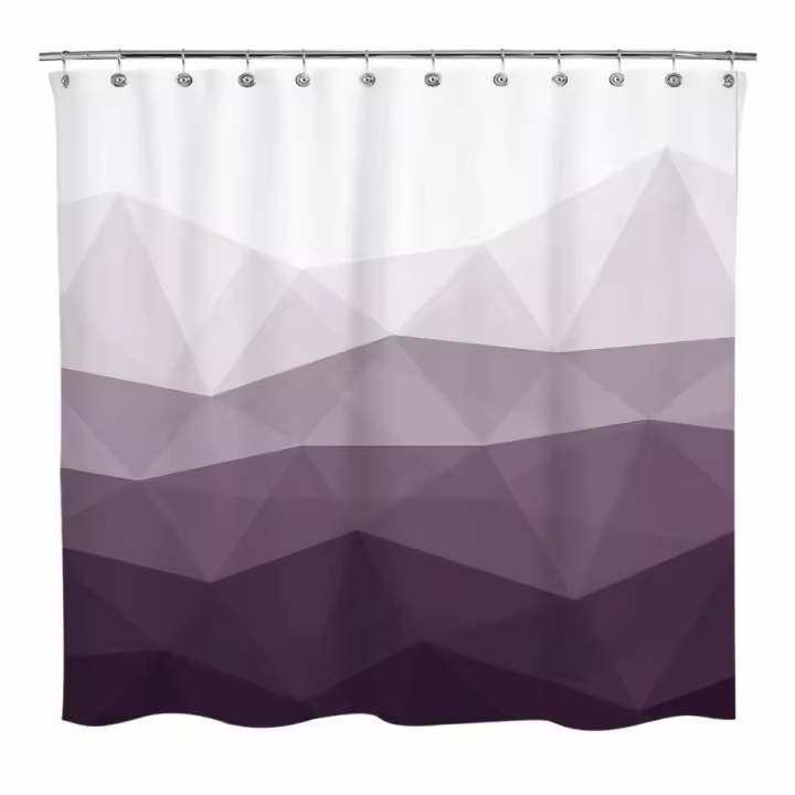 Cortina de Ducha Geométrica Abstracto Violeta Resistente al Agua, Antimoho, Tela de Poliéster - 1