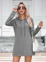 Vestido con capucha de punto de manga larga para mujer, - details 9