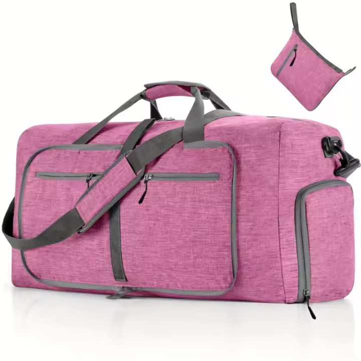 Bolso de mano portátil de gran capacidad, bolso plegable de color sólido, bolso de hombro perfecto para viajes - 1