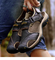Sandalias clásicas de cuero genuino para hombre, zapatos transpirables de cuero de vaca, sandalias romanas suaves para exteriores, Verano - details 19
