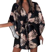 Vestido de manga corta con nudo en el cuello para mujer, vestidos de vacaciones estilo playa de verano por encima de la rodilla - details 1