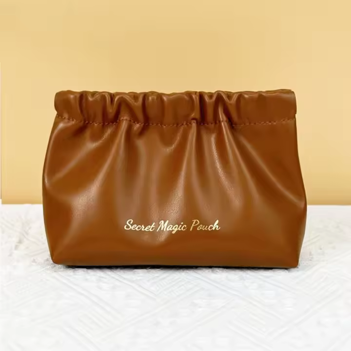 Bolsa de almacenamiento de cables de datos, bolsa de resorte de hoja de PU de estilo coreano, bolsas de artículos pequeños con cierre automático de Color sólido, bolsa de almacenamiento, bolsa de cosméticos para niñas - 1