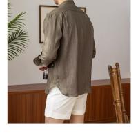 Camisa de Lino para Hombre Verano 2025 Cuello Henley Elegante Manga Larga Transpirable - details 16