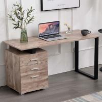 Escritorio Moderno de Madera y Acero 3 Cajones, Porta Ordenador, Diseño de Mesa de Trabajo, 120 x 50 x 75 cm, Decoración para Casa y Oficina - details 10