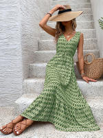 Vestidos de verano para mujer, vestido sin mangas con estampado de rombos - details 7