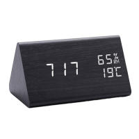 Reloj electrónico Triangular LED de madera, despertador Digital de temperatura y humedad, USB/AAA, Decoración de mesa de dormitorio - details 3