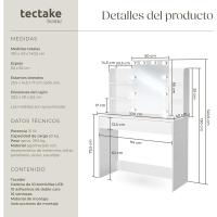 tocador de Maquillaje, Estilo Vintage, Espejo Giratorio, Taburete Acolchado, 4 cajones, Elegante, Muebles Dormitorio, tocador con Espejo, Espejo Maquillaje, tocadores de Maquillaje - details 54