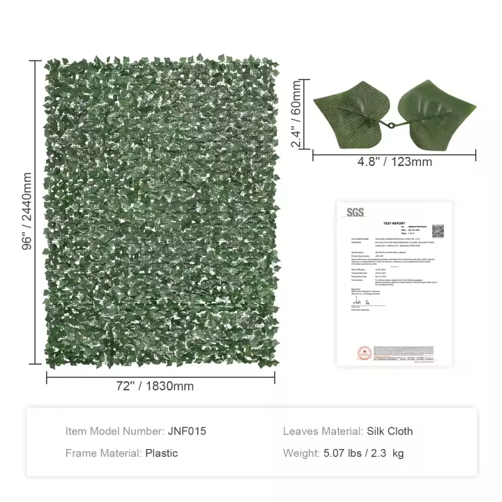 SucceBuy Ivy Privacy Fence, pantalla de pared verde artificial de 1 x 4 m. Respaldo de tela de malla y junta reforzada incluidas. Decoración de hojas de vid de setos artificiales para jardín, patio y balcón al aire libre - 1