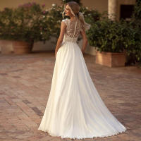 Elegante Vestido de Novia de Encaje Francés Estilo de Bosque Foto Tomada al Aire Libre - details 4