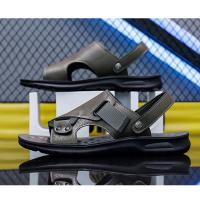 Sandalias de cuero para hombre, zapatos suaves de playa y exterior, planos, color negro, para jardín, 2024 - details 18