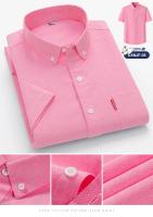 Camisa básica 100% algodón para hombre, manga corta, informal, de negocios, Oxford, amarillo, blanco, ajuste Regular, ropa Social para hombre - details 16