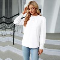 Tops con cuello para mujer, camiseta de algodón lisa holgada para otoño e invierno, camiseta elegante, moda, - details 4