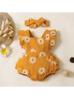 Verano recién nacido bebé niñas de 0 a 18 meses mameluco estampado de girasol sin mangas lindo mono de una pieza para niños - details 20
