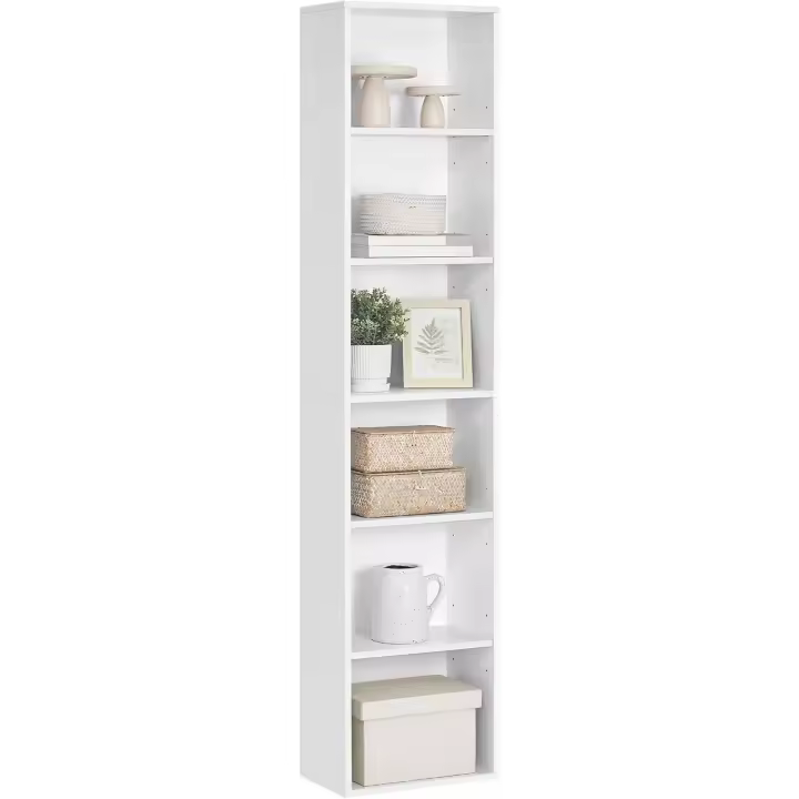 Estantería de 6 Niveles Almacenamiento Abierto 24 x 40 x 178,5 cm Ideal para Sala de Estar, Estudio, Comedor Blanco Nube LBC167T14 - 1