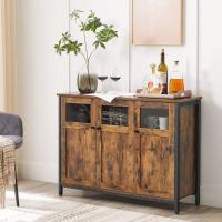 Aramrio de Almacenamiento, Aparador con Puertas de Cristal, para Comedor, Salón, Cocina, Estilo Industrial, Marrón Rústico y Negro - details 6