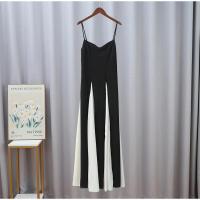 Vestidos largos elegantes de retazos en blanco y negro, vestido ajustado de manga larga con cuello redondo a la moda para mujer, batas de fiesta de noche para mujer - details 5